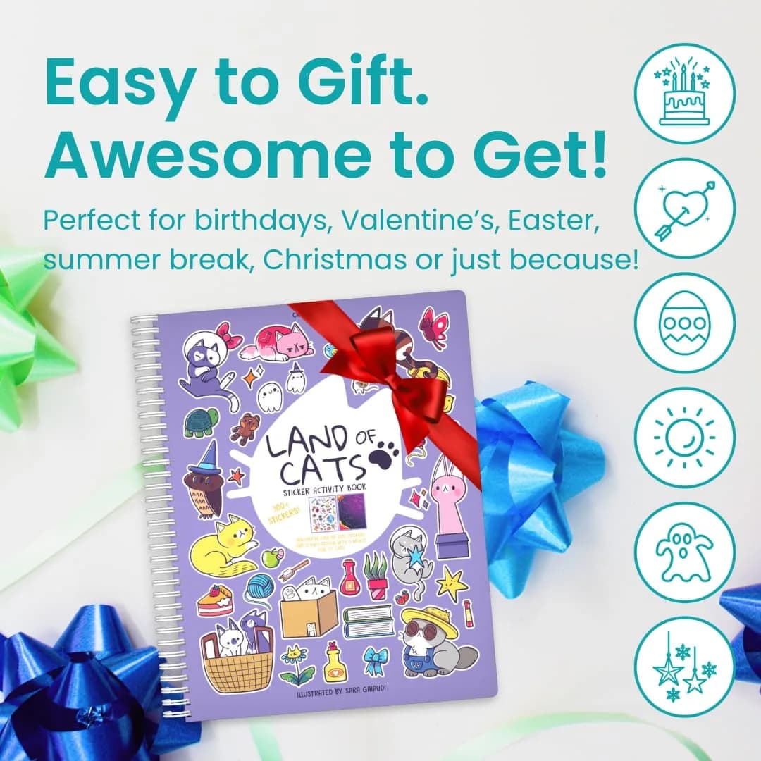 CUPKIN Land of Cats Sticker Book | Toddler Road Trip Coloring and Sticker Book for Ages 2-8 Years thumbnail 8