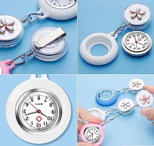 AGEN KGEN Pink Nurse Watch for Nurses & Doctors | Retractable Clip-On Fob Watch 4cm Diameter thumbnail 6