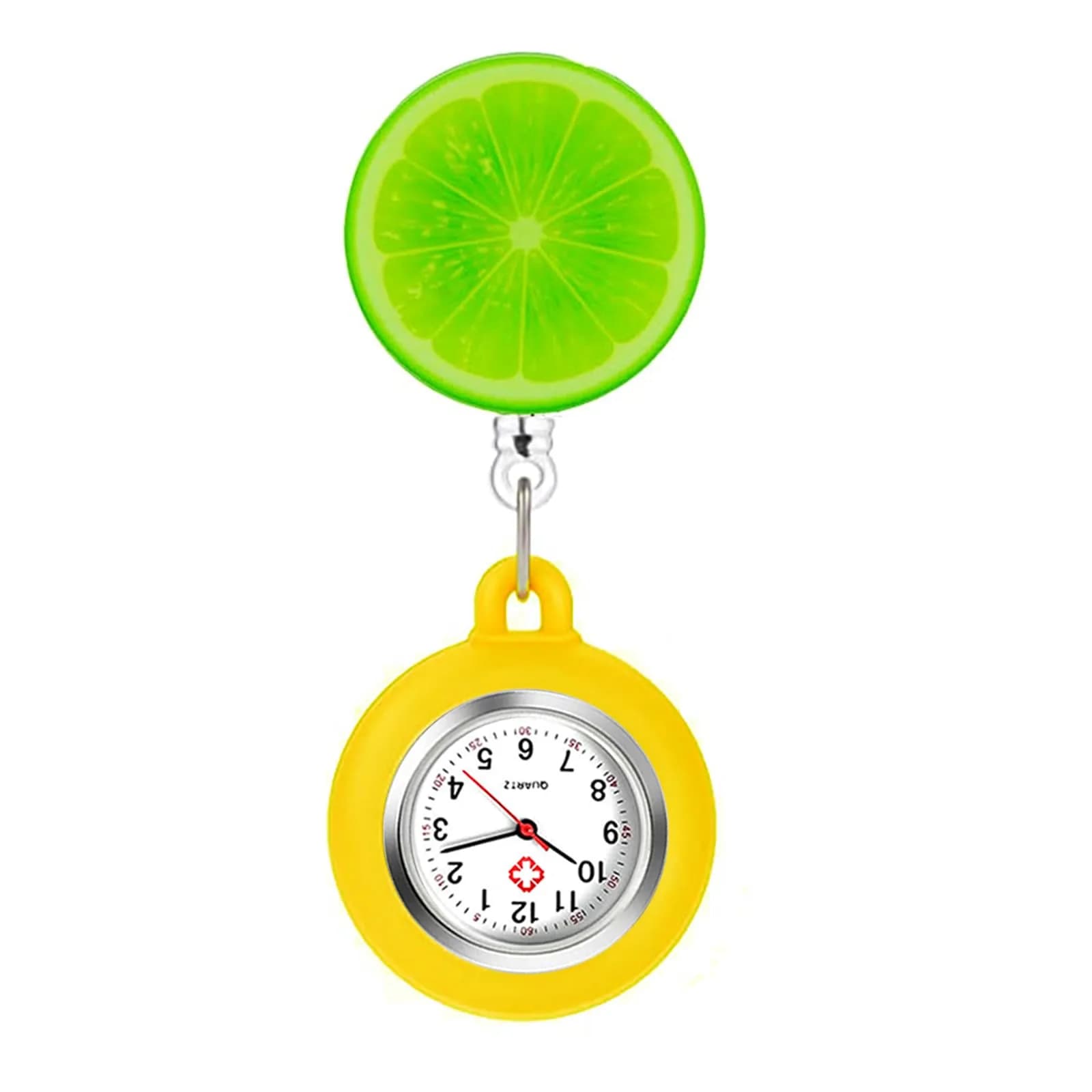 AGEN KGEN Yellow 2 Nurse Watch - Clip-On Retractable Fob Watch with Easy-Read Dial - main product image