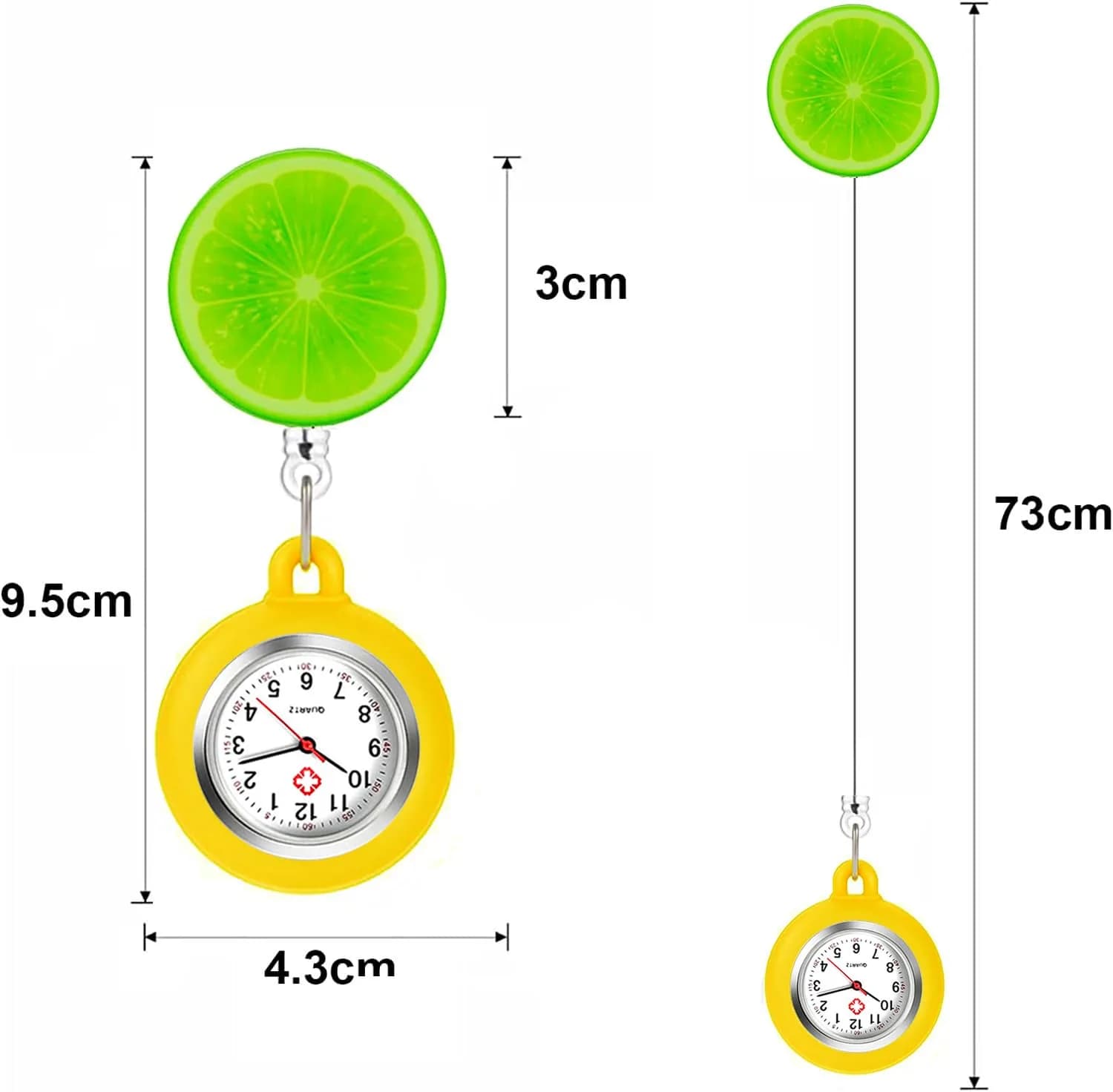 AGEN KGEN Yellow 2 Nurse Watch - Clip-On Retractable Fob Watch with Easy-Read Dial - view 2