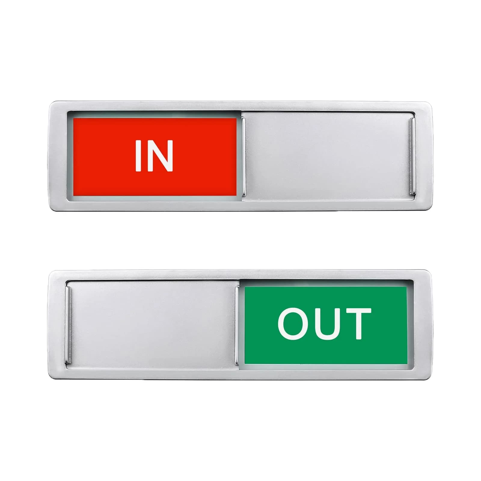 LoYinLo "In or Out" Slider Sign, Silver Finish, 18cm x 5cm - Clear Privacy Indicator - main product image