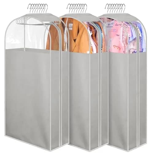 MISSLO Garment Bags 40" | Clear Suit Storage for Closet, 3 Pack, Grey thumbnail 1