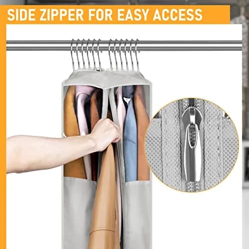 MISSLO Garment Bags 40" | Clear Suit Storage for Closet, 3 Pack, Grey thumbnail 4