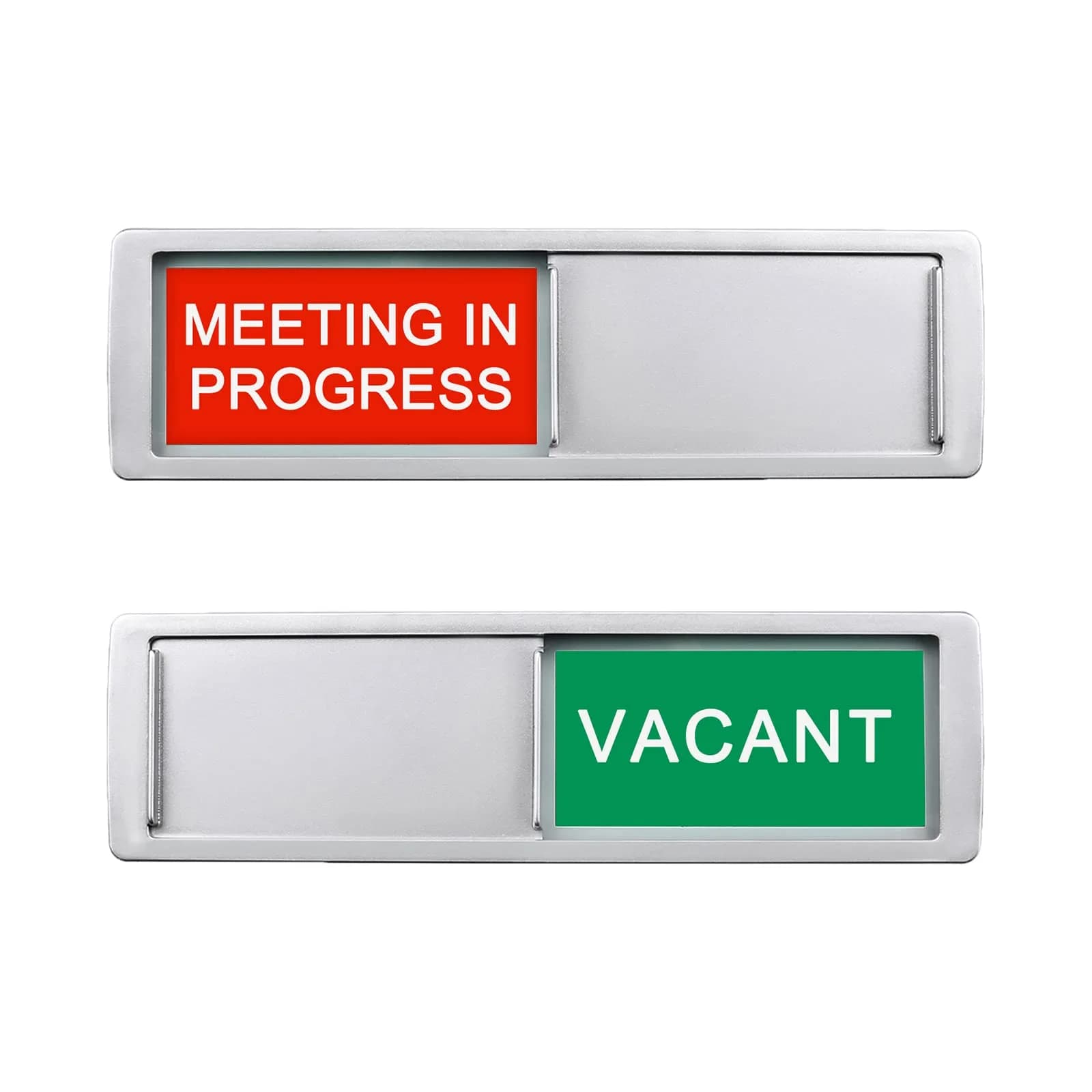 LoYinLo "Vacant Meeting in Progress" Silver Slider Sign 18cm x 5cm - Privacy Indicator - main product image