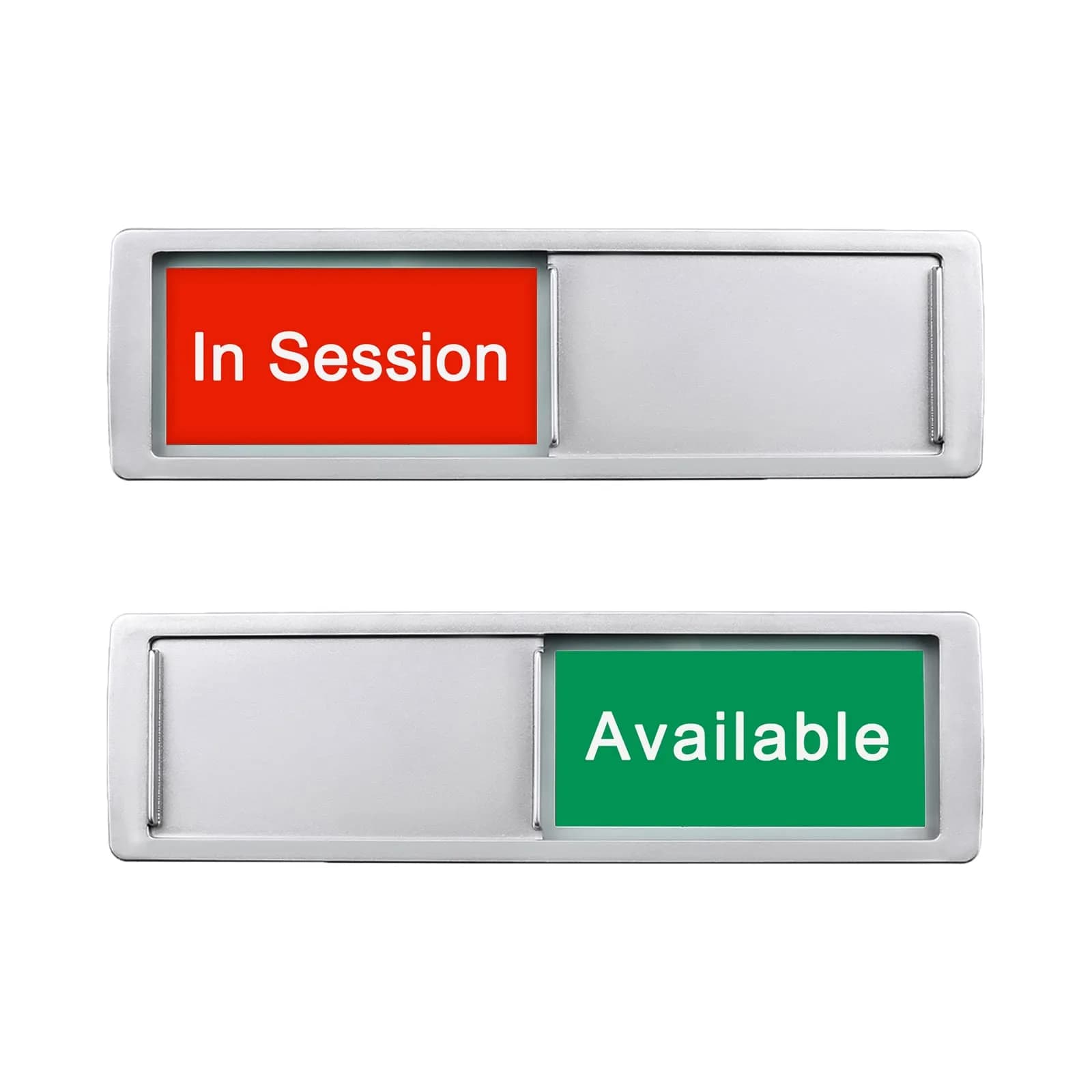 LoYinLo 'In Session Available' Slider Sign - Silver Finish, 18cm x 5cm Privacy Indicator - main product image