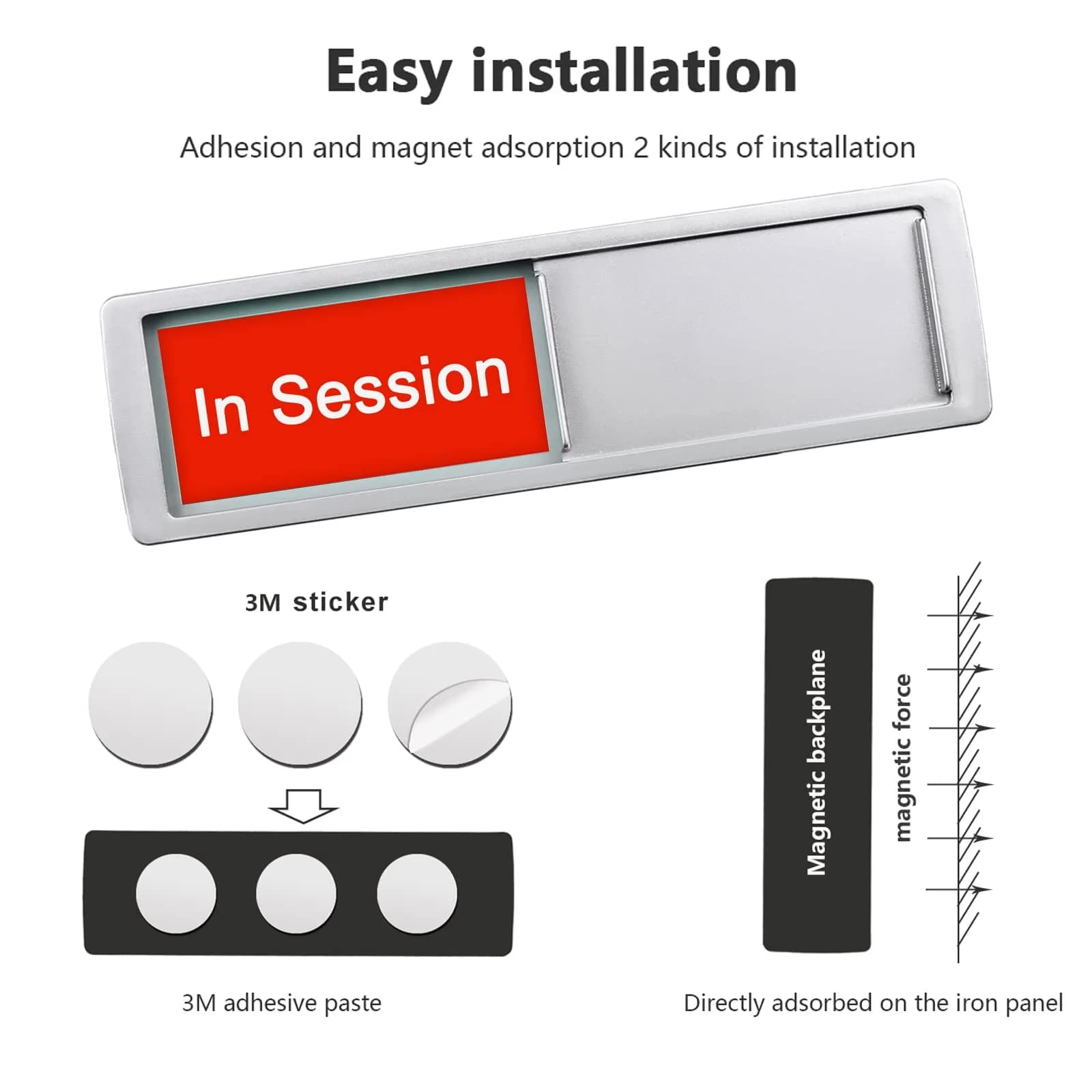 LoYinLo 'In Session Available' Slider Sign - Silver Finish, 18cm x 5cm Privacy Indicator - view 2