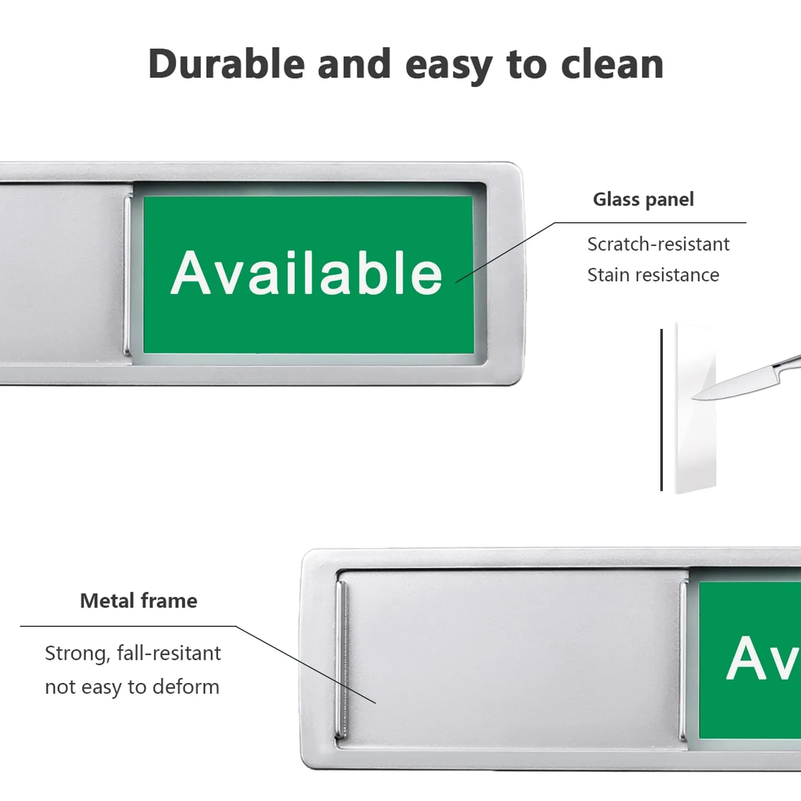 LoYinLo 'In Session Available' Slider Sign - Silver Finish, 18cm x 5cm Privacy Indicator - view 3