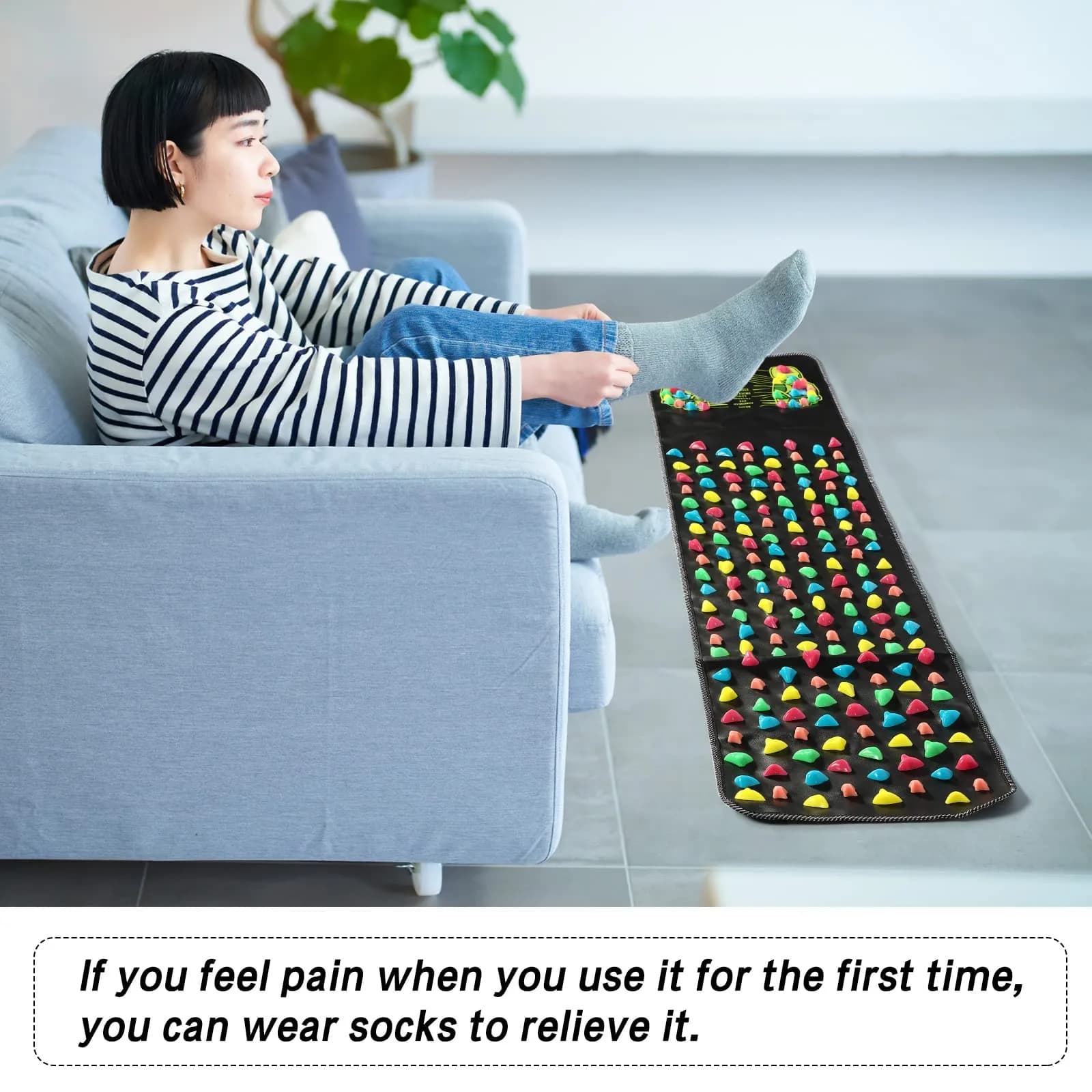 BBTO Reflexology Foot Massage Mat with Acupressure Stones 175 cm (68.9") | Promotes Foot Health & Fatigue Relief - view 5