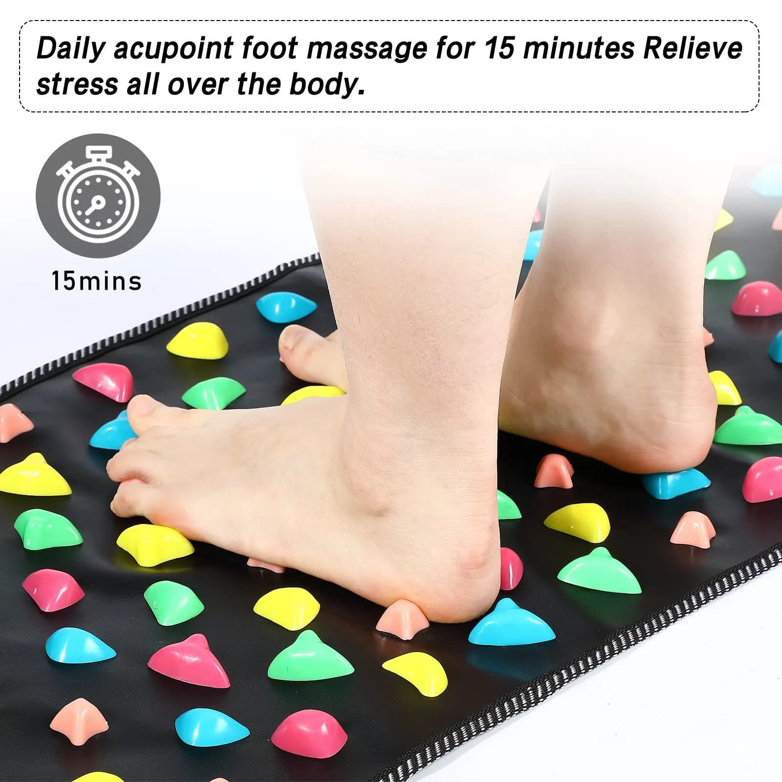 BBTO Reflexology Foot Massage Mat with Acupressure Stones 175 cm (68.9") | Promotes Foot Health & Fatigue Relief - view 6