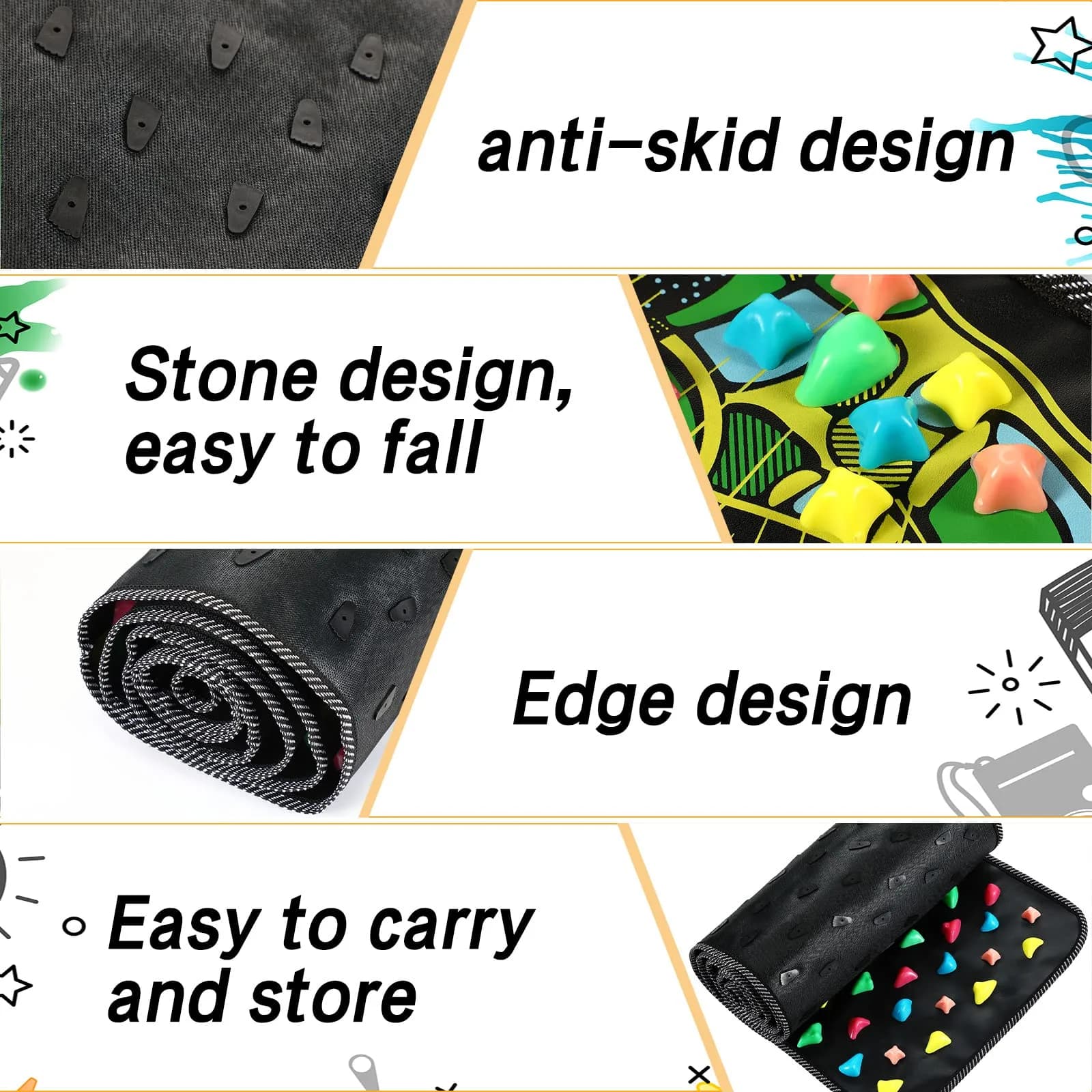 BBTO Reflexology Foot Massage Mat with Acupressure Stones 175 cm (68.9") | Promotes Foot Health & Fatigue Relief - view 4