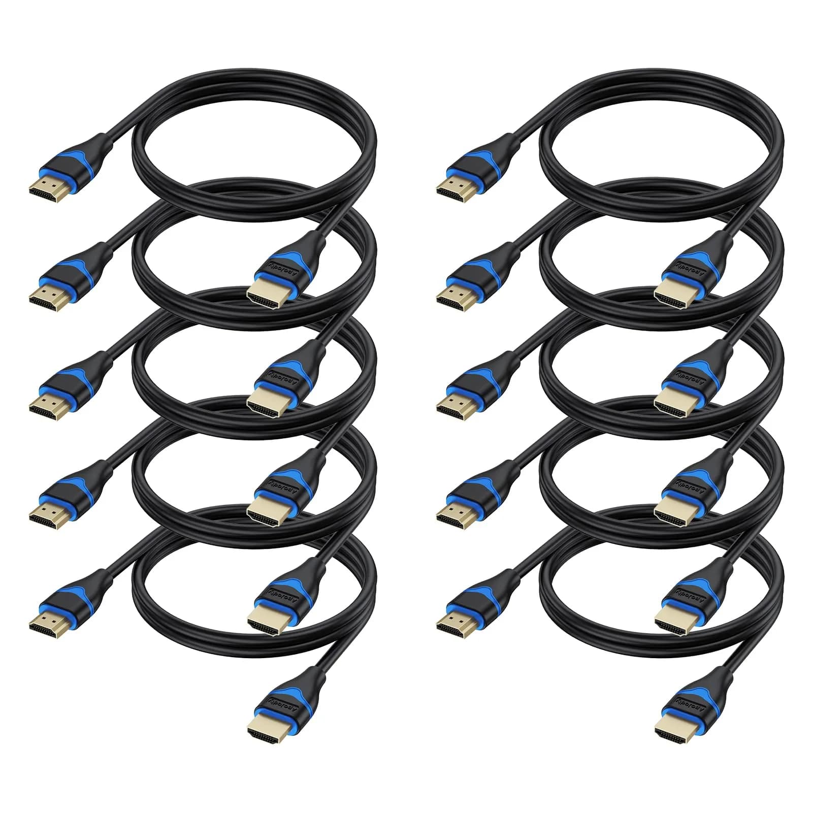 ApoJodly 4K HDMI Cables 3FT (0.91m) 10-Pack | High Speed 2.0 Cord for PS5, Monitors — Blue