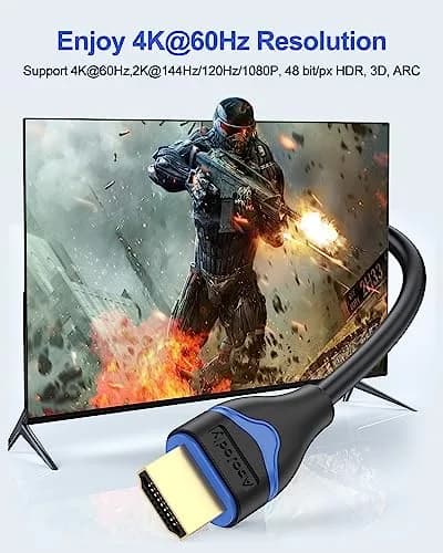 ApoJodly 6 inch HDMI Cable 15.24cm (0.5FT) | 4K 60Hz High Speed 2.0 Cord thumbnail 2
