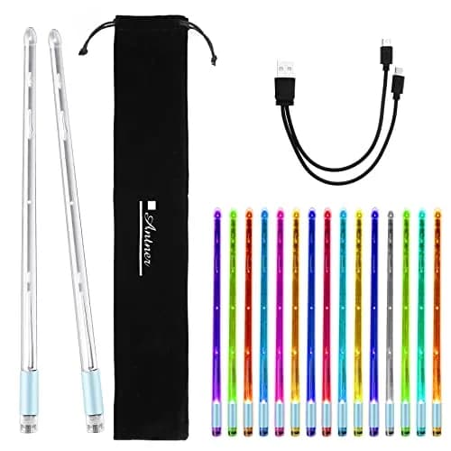 Antner Light Up Drum Sticks 15 Color Changing LED Drumsticks 15.7 oz (445 g) | Rechargeable & Durable thumbnail 1