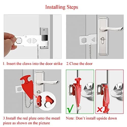 MIMIRACLE Portable Door Lock for Travel, No-Drill Hotel Security Lock - 2 Pack | Extra Privacy Protection, Durable Stainless Steel Build, Dual-Slot Door Compatibility, Emergency Quick Release thumbnail 4