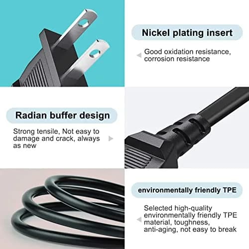 YCWZZH 10ft (3.05m) 2-Prong Power Cord Cable for JBL Speakers | UL Listed thumbnail 4