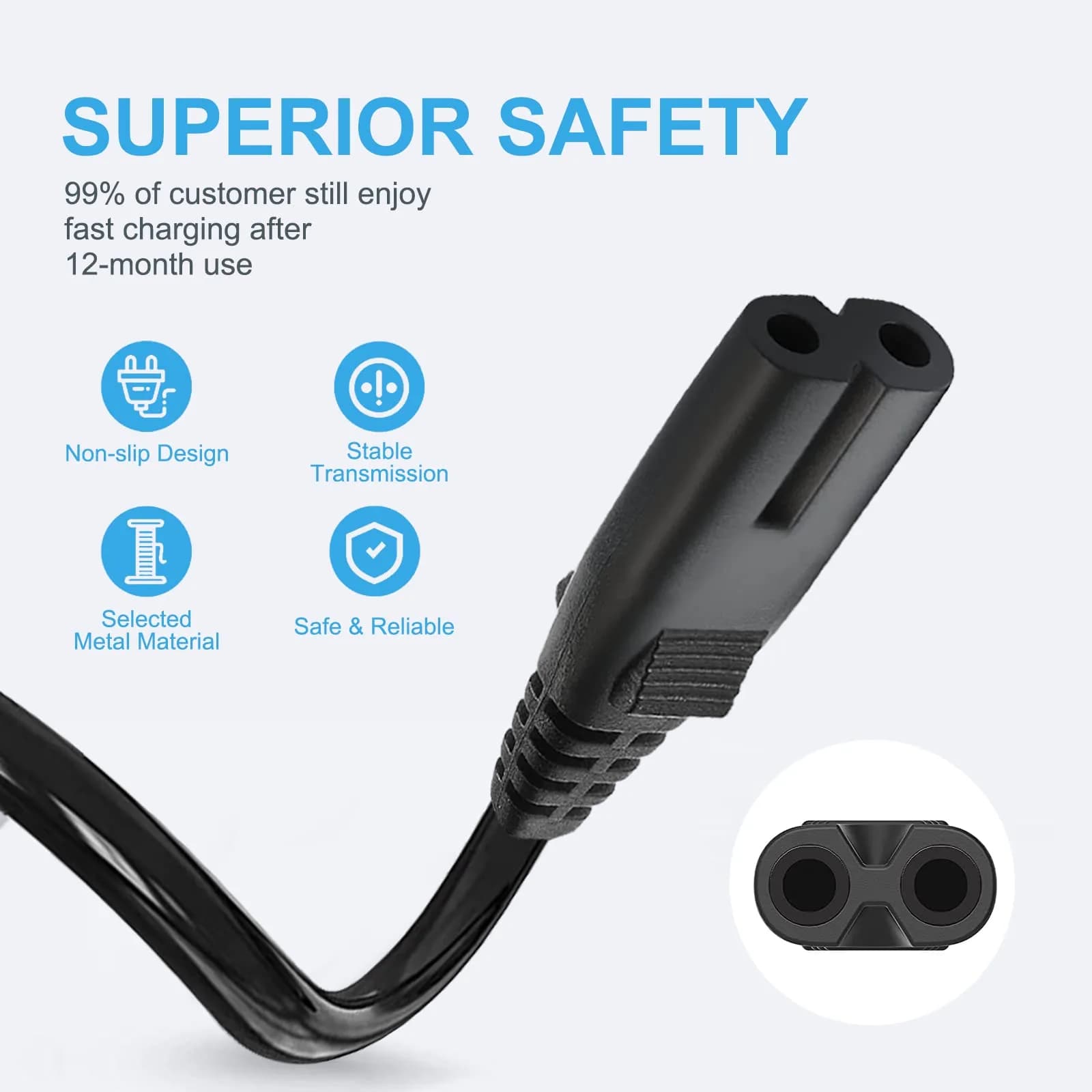YCWZZH 10ft (3.05m) 2-Prong Power Cord Cable for JBL Speakers | UL Listed - view 2
