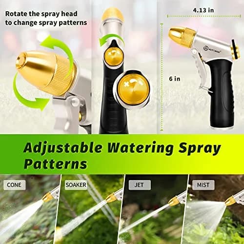 AUTOMAN Metal Hose Nozzle 3/4 inches | Heavy Duty Garden Water Sprayer with 4 Patterns thumbnail 2
