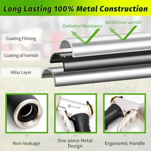 AUTOMAN Metal Hose Nozzle 3/4 inches | Heavy Duty Garden Water Sprayer with 4 Patterns thumbnail 4