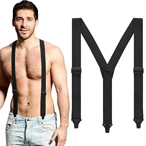 Jiuguva Men Hidden Undershirt Suspender Under Clothing Y 1.5in,Black | Airport Friendly, Heavy Duty, Adjustable thumbnail 1