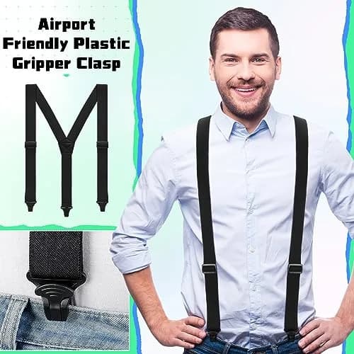 Jiuguva Men Hidden Undershirt Suspender Under Clothing Y 1.5in,Black | Airport Friendly, Heavy Duty, Adjustable thumbnail 5