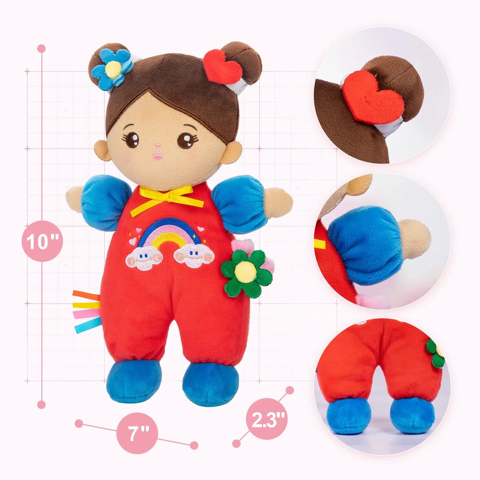 OUOZZZ Soft Baby Doll 10" - Charming Red Bow | Perfect First Birthday Gift for Toddler Girls by OUOZZZ - view 3