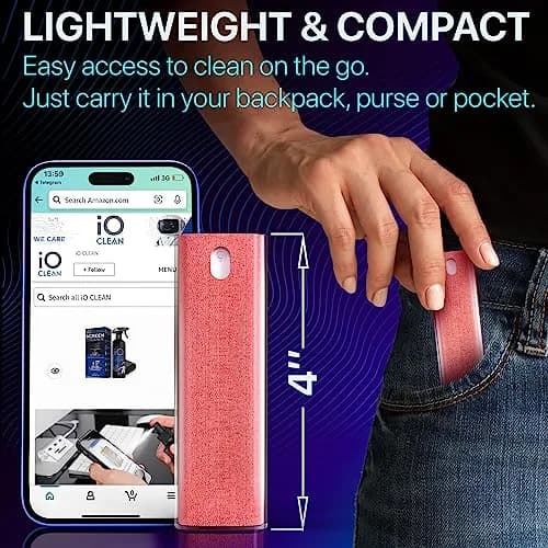 iO CLEAN Mini Screen Cleaner Spray, 2-in-1 Touchscreen Mist Cleaner, Rose | Alcohol-Free, Compact & Reusable thumbnail 4