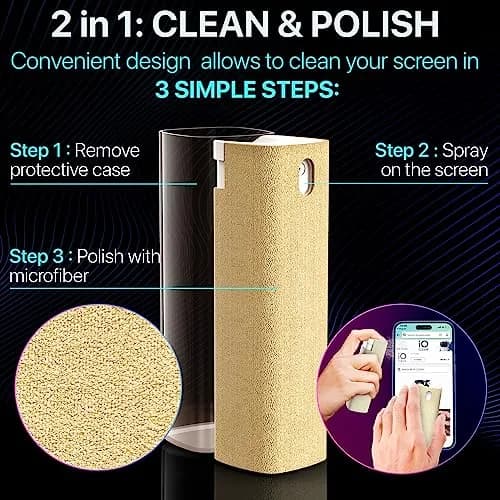 iO CLEAN Mini Screen Cleaner Spray, 2-in-1 Touchscreen Mist Cleaner, Rose | Alcohol-Free, Compact & Reusable thumbnail 3