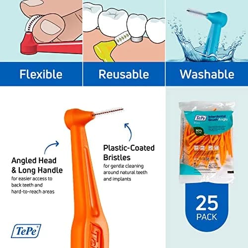TePe Angled Interdental Brush, Orange, Size 1 | Precise Reach for Healthy Gums thumbnail 5