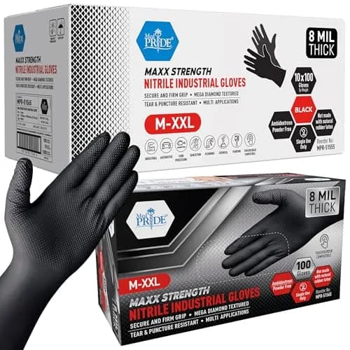 MED PRIDE Industrial Nitrile Gloves 8 Mil (1000 Count) | Heavy-Duty Protection & Grip thumbnail 1