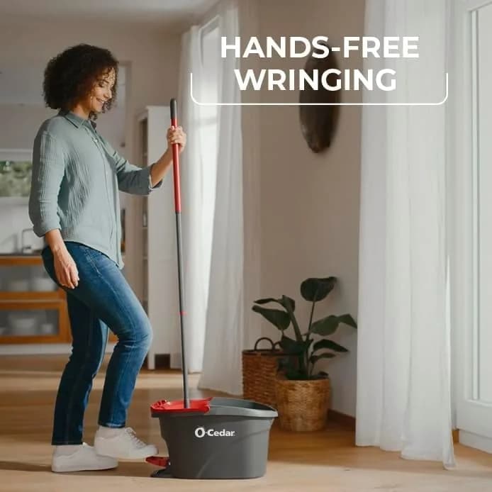 O-Cedar Microfiber Spin Mop & Bucket System with 3 Extra Refills | Hands-Free Wringing for Easy Floor Cleaning thumbnail 7