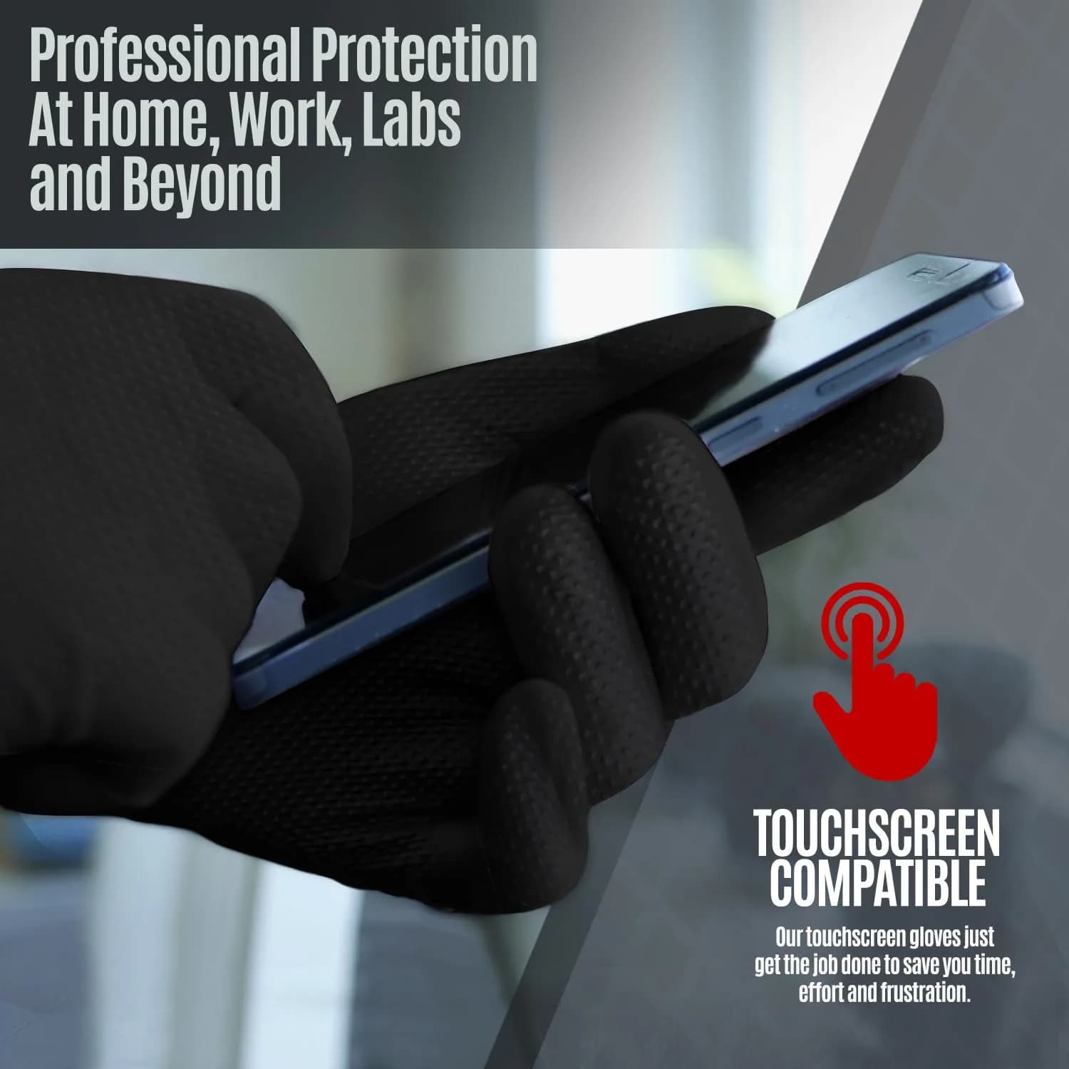 MED PRIDE Black Nitrile Gloves 8 Mil Large (100-Count Box) | Diamond Textured for Superior Grip - view 6