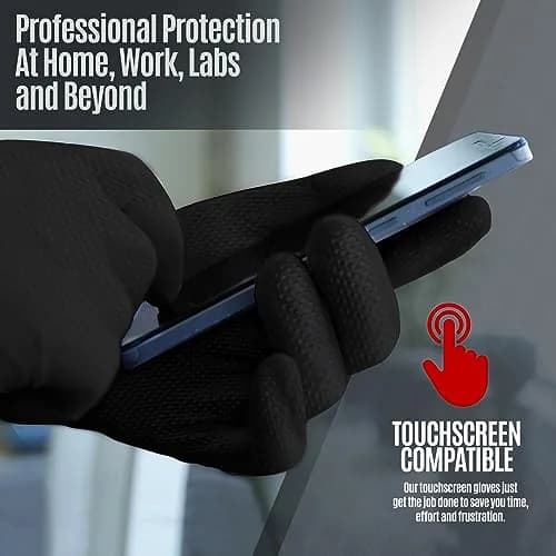 MED PRIDE Black Nitrile Gloves 8 Mil Large (100-Count Box) | Diamond Textured for Superior Grip thumbnail 6