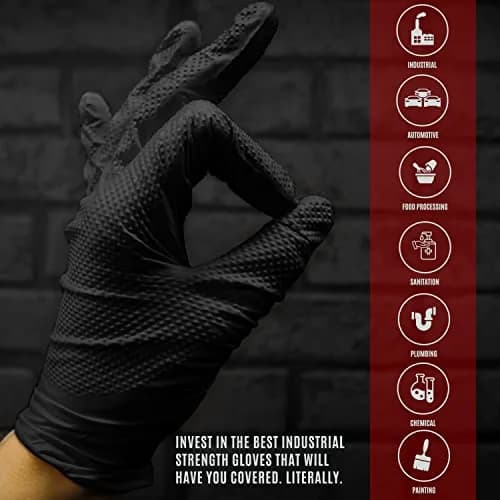 MED PRIDE Black Nitrile Gloves 8 Mil Large (100-Count Box) | Diamond Textured for Superior Grip thumbnail 7