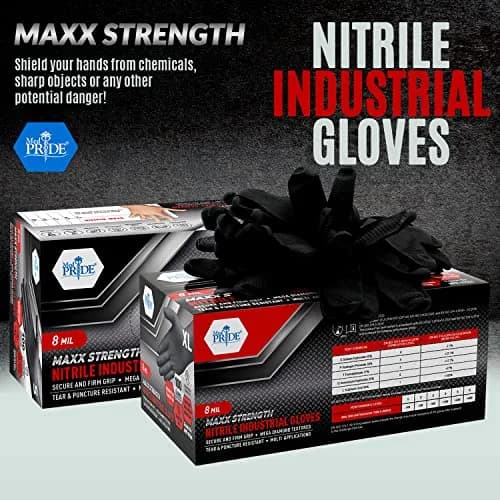 MED PRIDE Black Nitrile Gloves 8 Mil Large (100-Count Box) | Diamond Textured for Superior Grip thumbnail 2