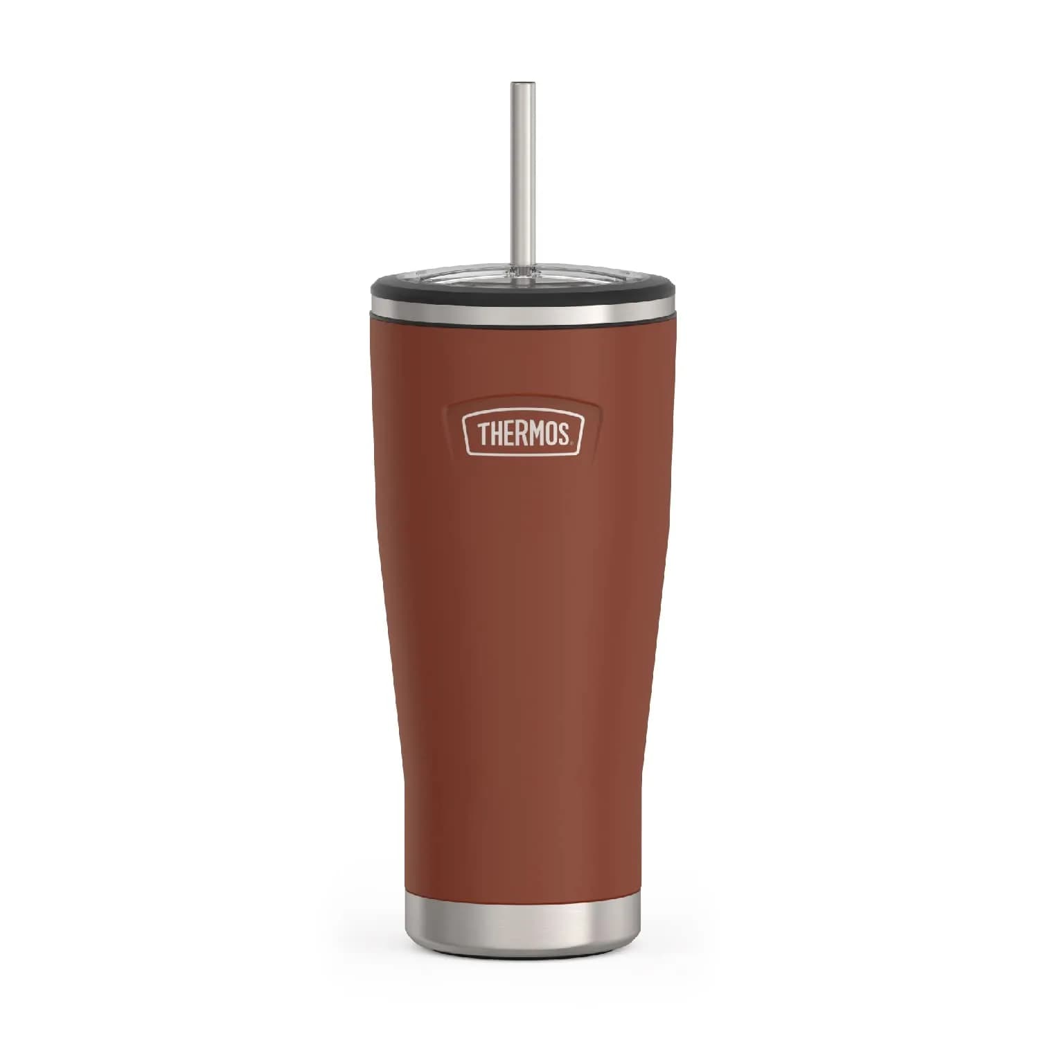 THERMOS ICON SERIES Stainless Steel Cold Tumbler with Straw 24oz | Keeps Beverages Cold for Hours — Saddle