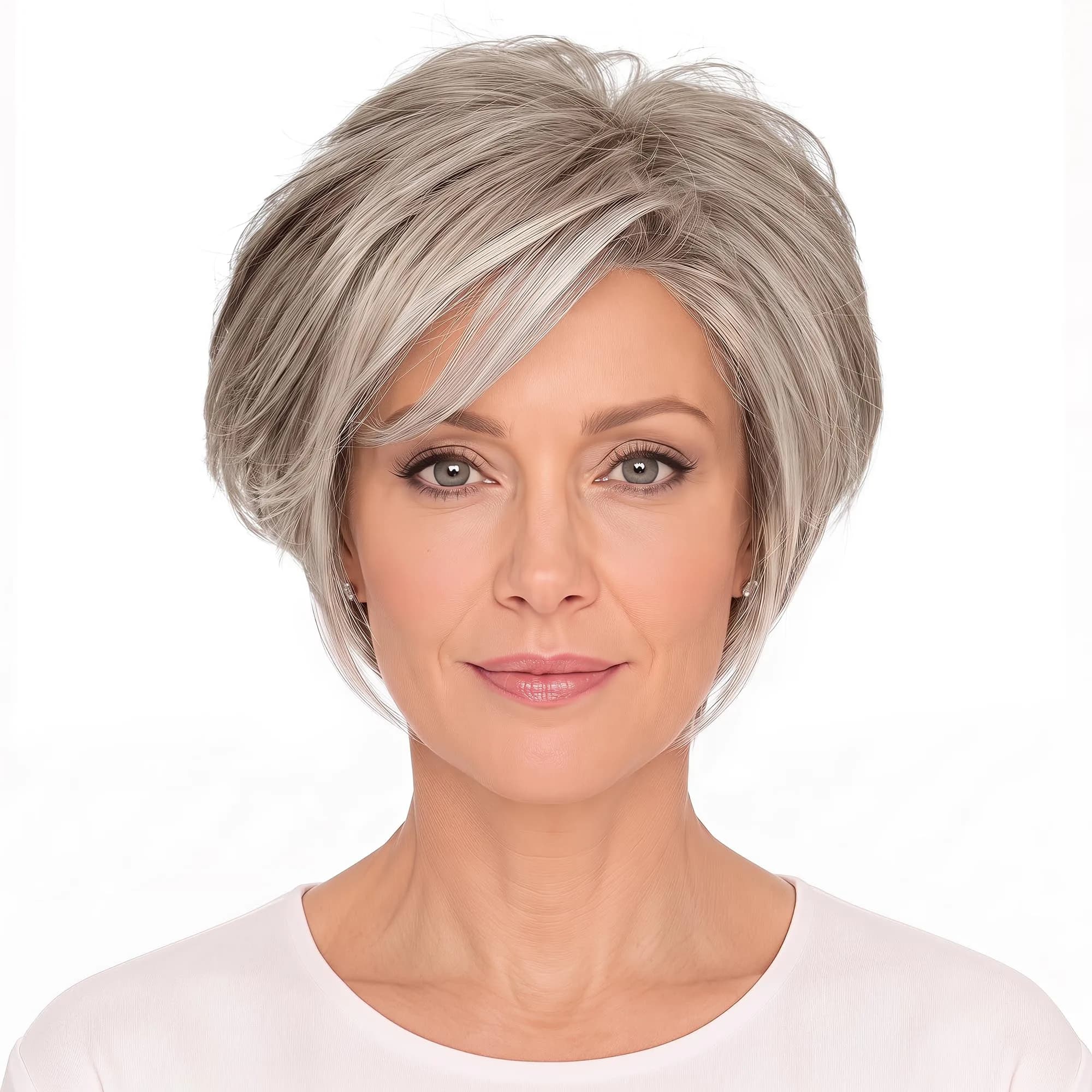 Hair u wear Raquel Welch Gray Wig | Face-Framing Short Style, Monofilament & Lace Front (Cap Size: Average)
