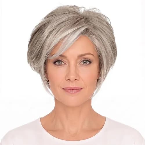Hair u wear Raquel Welch Gray Wig | Face-Framing Short Style, Monofilament & Lace Front (Cap Size: Average) thumbnail 1