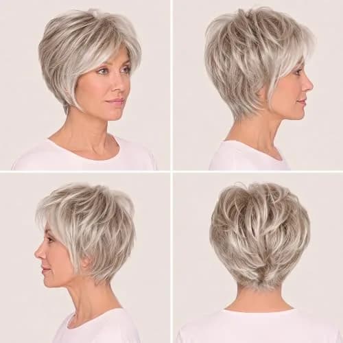 Hair u wear Raquel Welch Gray Wig | Face-Framing Short Style, Monofilament & Lace Front (Cap Size: Average) thumbnail 4