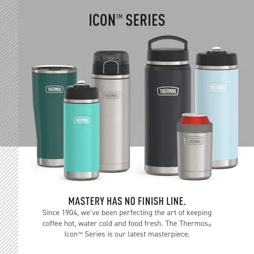 THERMOS ICON SERIES Water Bottle with Screw Top Lid 40oz | Glacier Stainless Steel Vacuum Insulated thumbnail 7