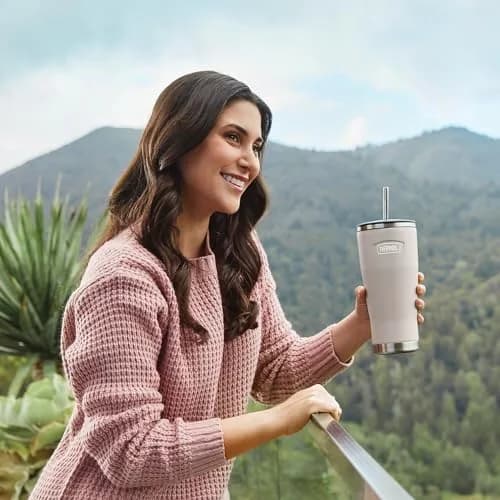 THERMOS ICON SERIES Stainless Steel Cold Tumbler 24oz Sandstone Vacuum Insulated thumbnail 8