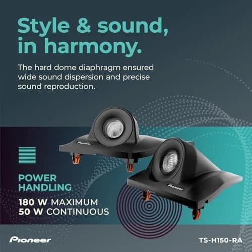 Pioneer TS-H150-RA 1-1/8" (29mm) Hard Dome Tweeters | 180W Max (50W RMS) for Select 2018-2023 Toyota RAV4 thumbnail 4
