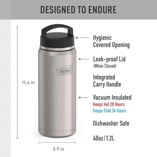 THERMOS ICON SERIES Stainless Steel Water Bottle 1.18 L (40 oz) | Keeps Drinks Hot 18 Hrs, Cold 24 Hrs thumbnail 2