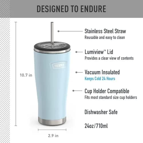 THERMOS ICON SERIES Stainless Steel Cold Tumbler 24oz Glacier | Vacuum Insulated, Non-slip Base thumbnail 2