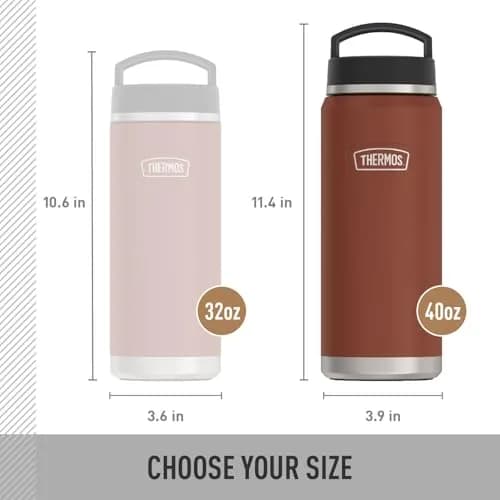 THERMOS ICON SERIES Water Bottle with Screw Top Lid 40oz | Vacuum Insulated Stainless Steel, Saddle thumbnail 5