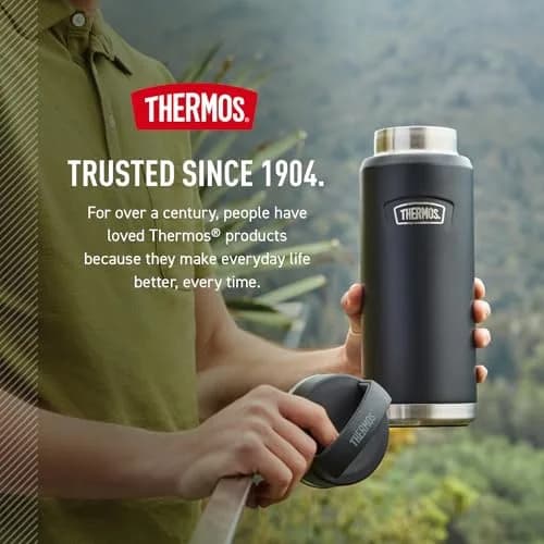 THERMOS ICON SERIES Water Bottle with Screw Top Lid 40oz | Vacuum Insulated Stainless Steel, Saddle thumbnail 8