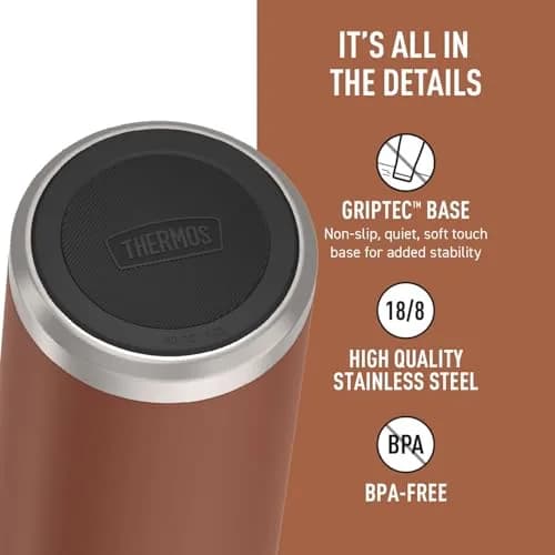 THERMOS ICON SERIES Water Bottle with Screw Top Lid 40oz | Vacuum Insulated Stainless Steel, Saddle thumbnail 4