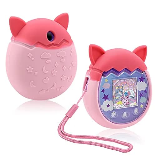 Winceed Purple Silicone Case for Tamagotchi Pix Virtual Pet Game Machine with Hand Strap | Non-Toxic, BPA-Free Protection — Turquoise+pink