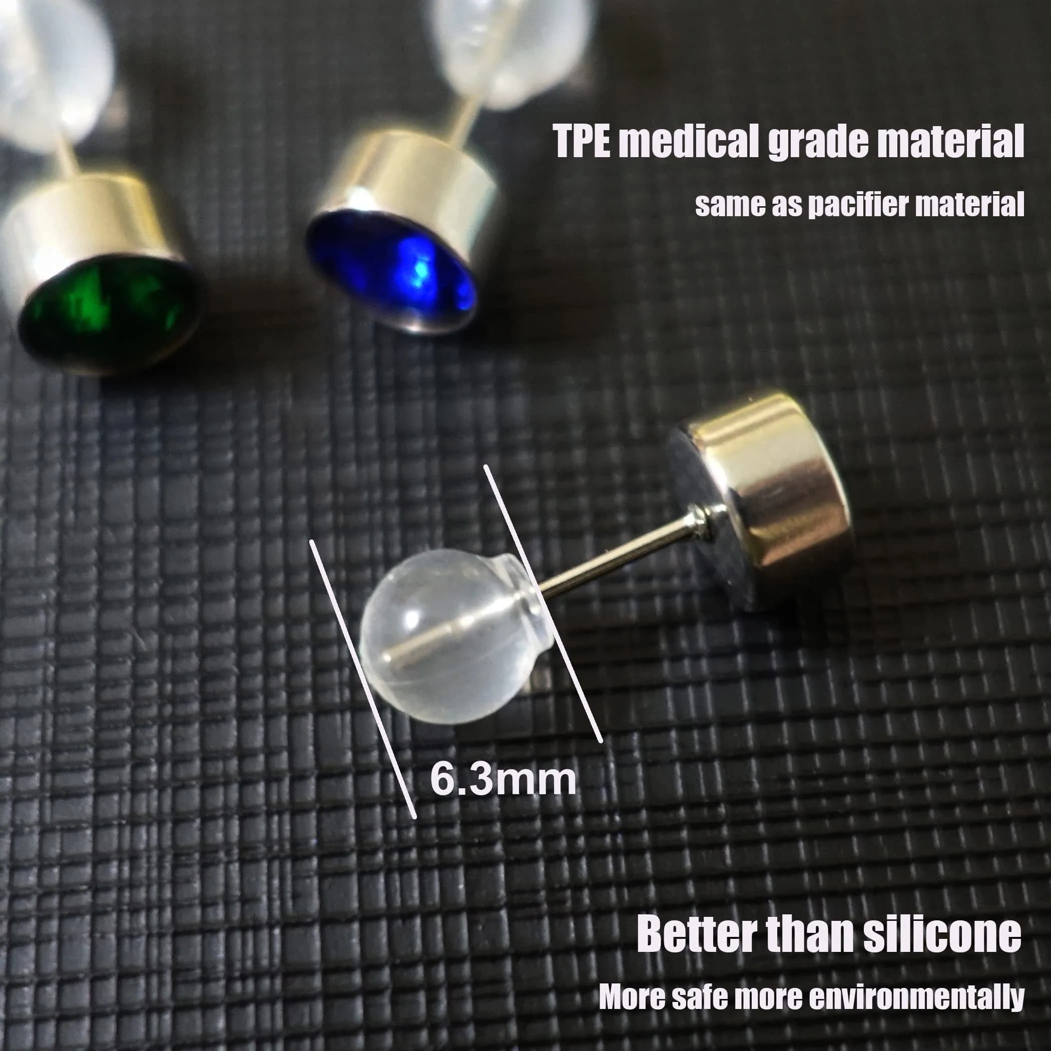 OwlkOrmy 102pcs Red TPE Medical Grade Soft Safety Earring Backs | Impenetrable Design for Sensitive Ears - view 3