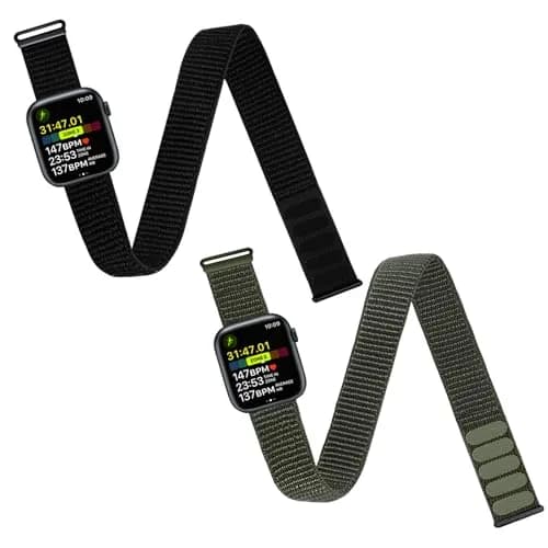 Keepamor 2 Pack Ankle/Arm Band Compatible for Apple Watch 38mm/40mm/41mm/42mm/44mm/45mm/46mm/49mm | Breathable Nylon Sport Strap thumbnail 1
