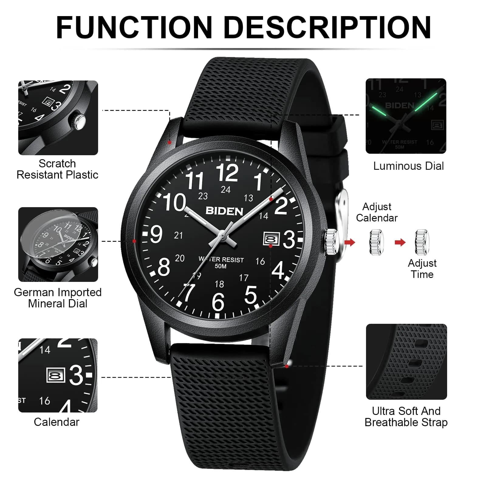 LN LENQIN Men's Analog Quartz Sports Watch 40mm (1.57 inch) | Japanese Movement, 30M Waterproof, Luminous Dial - view 8